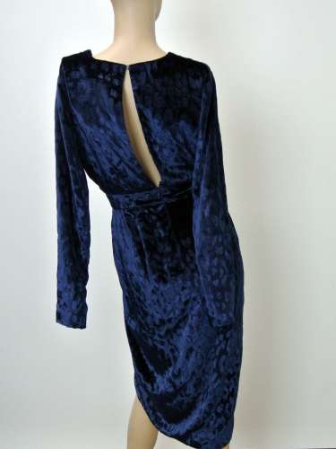 $3600 NEW Authentic Gucci Runway Velvet V Neck Wrap Dress Blue, 303943 Black Friday Online Sales